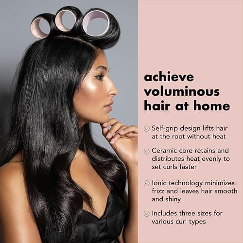 The Hair Edit Ceramic Core Hair Rollers for Salon-Quality Volume Professional Grade Thermal Rollers, Heat or No-Heat Styling, Soft Waves & Bouncy Blowouts, Root Lift, Long-Lasting Shine 9 Pack thumbnail 3