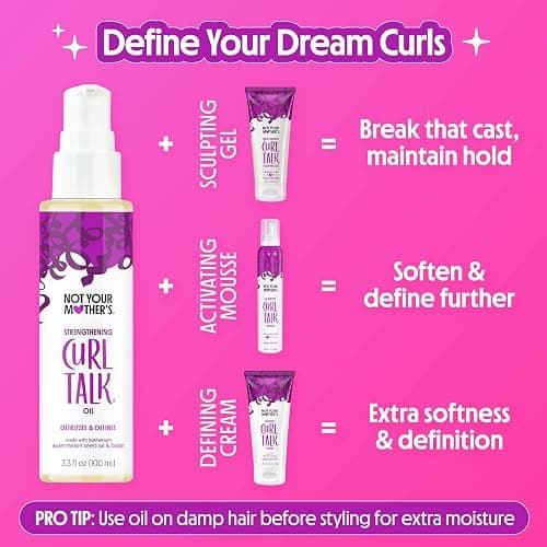 Not Your Mother's Curl Talk Strengthening Oil (2-Pack) - 3.3 fl oz Each - Nourishing, Frizz-Control, and Strengthening Oil for Curls thumbnail 7