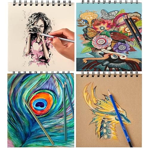 Prina 76 Pack Drawing Set Sketching Kit, Pro Art Supplies with 3-Color Sketchbook, Include Tutorial, Colored, Graphite, Charcoal, Watercolor & Metallic Pencil, for Artists Adults Teens Beginner thumbnail 5