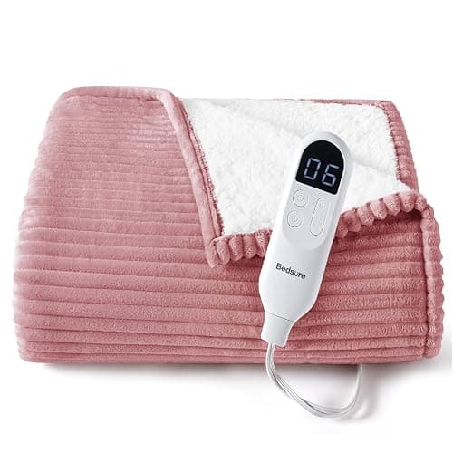 Bedsure GentleSoft Heated Blanket Electric Throw - Soft Ribbed Flannel Electric Blanket, Heating with 4 Time Settings, 6 Heat Settings, and 3 hrs Timer Auto Shut Off (50x60 inches, Bridal Rose) thumbnail 6