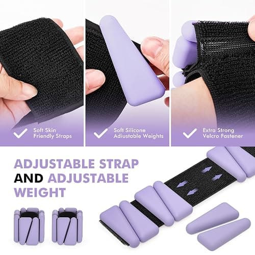 Wrist Weights, Ankle Weights for Women Men, Adjustable Wrist Weighted Bracelet for Home Gym Workout, Running, Yoga, Exercise, Strength Training, Set of 2 (1LB Each) thumbnail 6