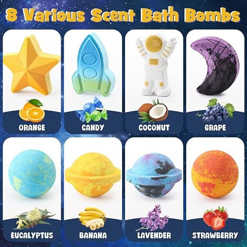 Toylink Space Bath Bombs for Kids with Surprise Inside, 8 Pack Kids Galaxy Bath Bombs with Space Toys for Toddler Boys Girls Handemade Rainbow Bubble Bath Fizzies Birthday Christmas Gift Set thumbnail 4