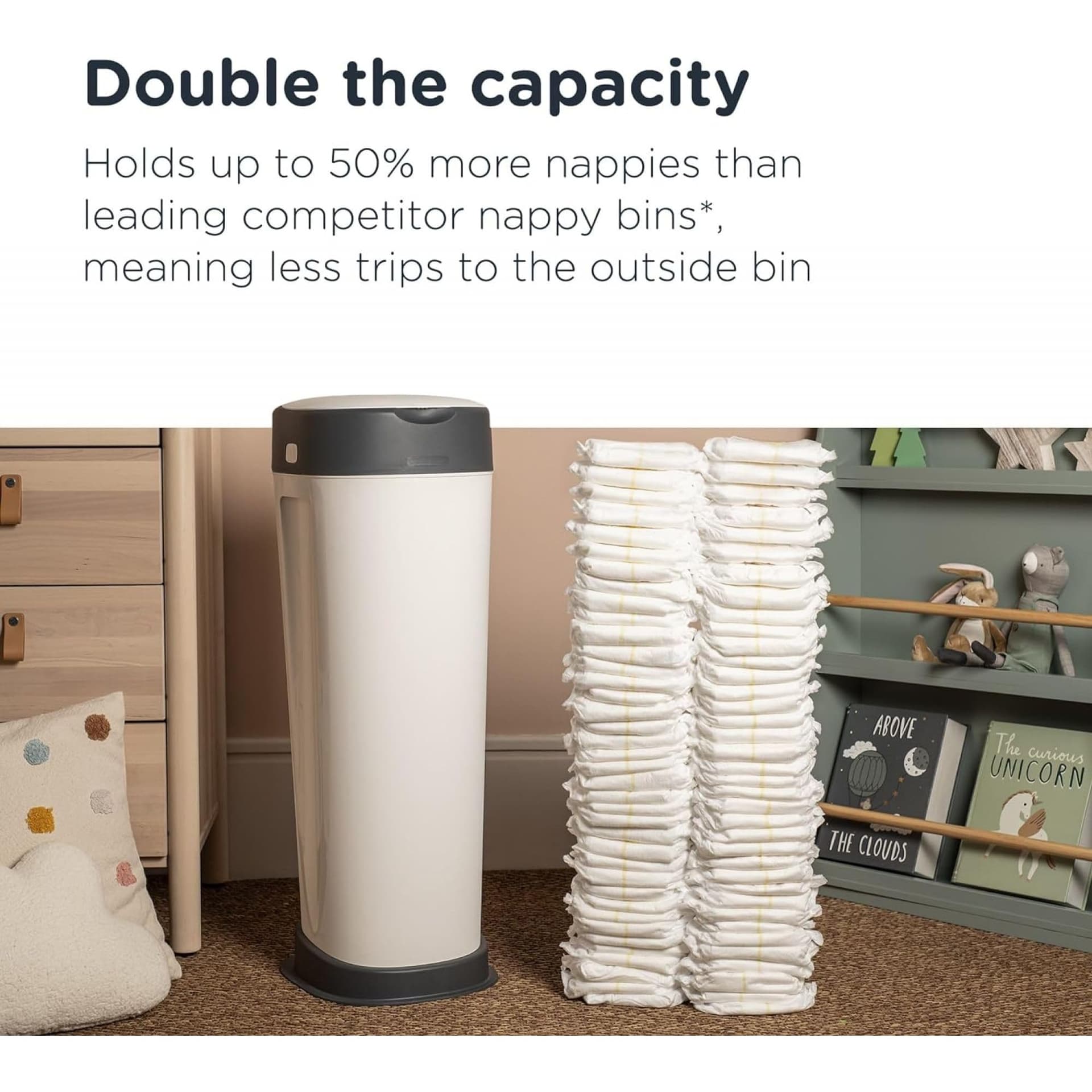 Tommee Tippee Twist and Click nappy bin, size XL, for up to 60 diapers, more environmentally friendly system thumbnail 2