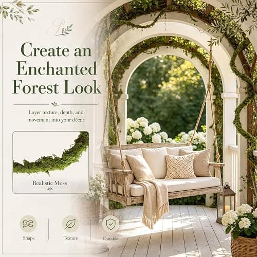 Johejohe 6 Pcs 118" Bendable Artificial Tree Branches with DIY Fake Moss | 0.5&0.6" Dia. Fake Tree branches, Enchanted Forest Decorations for Tea Party, Halloween, Christmas or Woodland Theme Events thumbnail 3