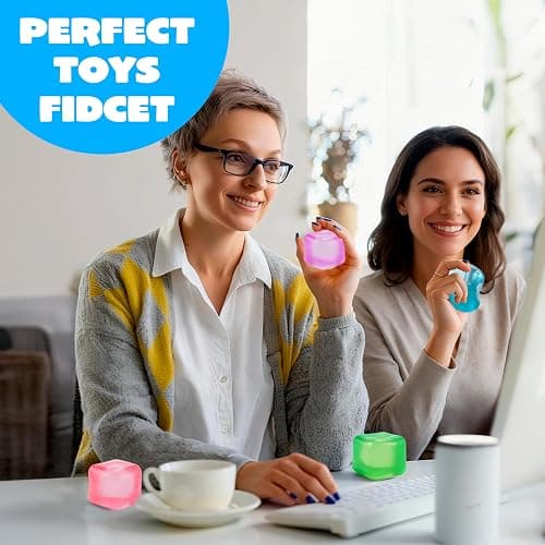 JOYIN 4 Pack Clear Stress Cube, 2'' High Density Cube Toy, Slow Rising Sensory Squishy Toys for Adults, Birthday Gifts, Party Favors, Classroom Prizes thumbnail 8