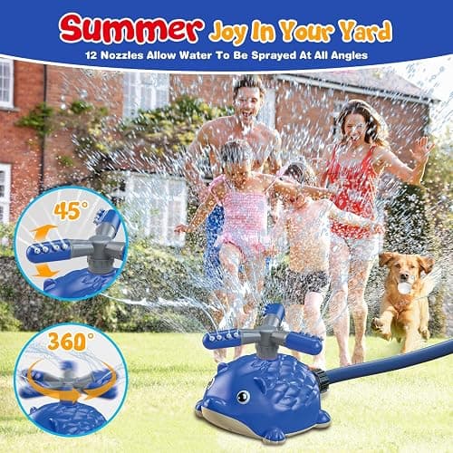 MuroMucci Water Sprinkler Baseball Toy, 5 in 1 Water Sprinkler for Kids Outdoor Play with 2 Sprinkler Heads, Hedgehog Baseball Sprinkler Toy, Summer Backyard Lawn Pool Party Fun thumbnail 6