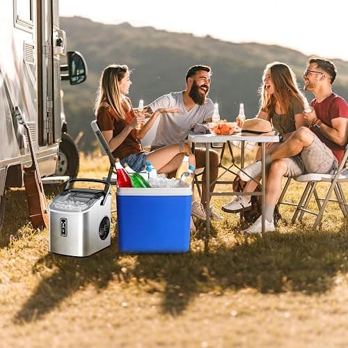 EUHOMY Ice Maker Countertop, 9 Cubes Ready in 6 Mins, 26lbs/24H, Self-Cleaning, Portable Ice Maker Machine with Carry Handle, Basket and Scoop, 2 Sizes of Bullet Ice for Home, Kitchen, Office thumbnail 8