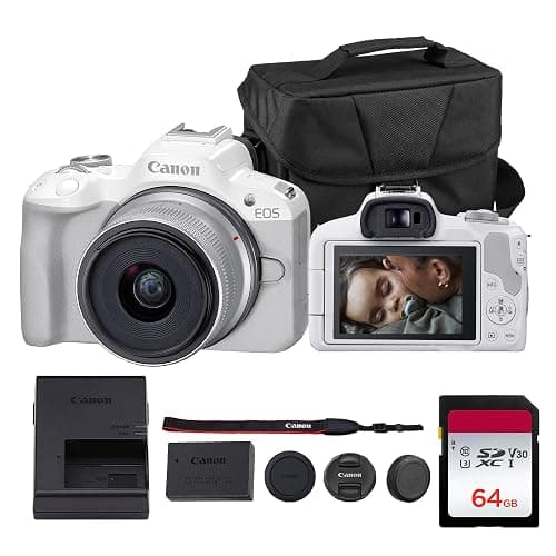 Canon EOS R50 Mirrorless Camera Kit – APS-C RF Camera with 18-45mm Lens, 4K Video, Dual Pixel AF II & Vari-Angle Touchscreen (5812C012) + Shoulder Bag + 64GB Memory Card - Image 1