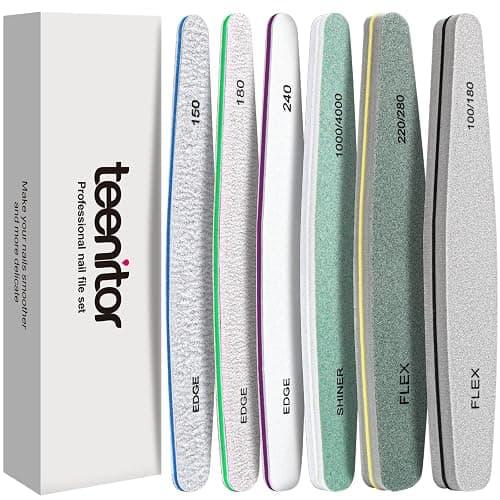 Teenitor Nail File Nail Buffer, 6 pcs Nail Files and Buffers for Natural Nails, Emery Boards for Nails, Nail Buffer and Shine Kit Nail Filer, Nail Buffer Block 100/180 Grit Nail Files Fingernail Files - Image 1