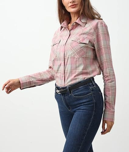 PASHARTUK Western Shirts for Women Cotton Long Sleeve Shirts for Women with Snap Buttons Plaid Shirts for Women thumbnail 2