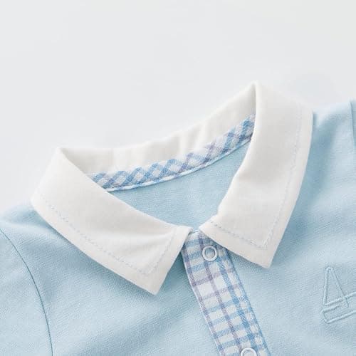 pureborn Baby Boy Romper One-Piece Cotton Outfit Summer Clothes 0-24M | Silky soft, breathable, sailor-themed, summer short sleeves, gentle on skin, snap button for easy on and off thumbnail 4