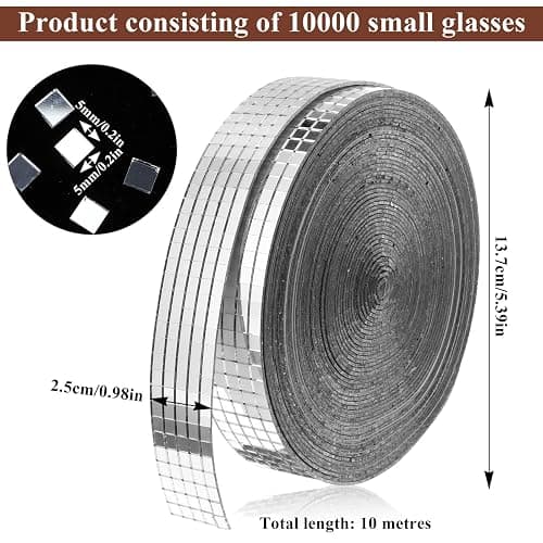 10000 Pcs Disco Ball Mirror Tiles Self Adhesive 5 x 5 mm Small Square Mirror Mosaic Tiles Disco Ball Tapes Stickers for Crafts DIY Party Decoration thumbnail 3