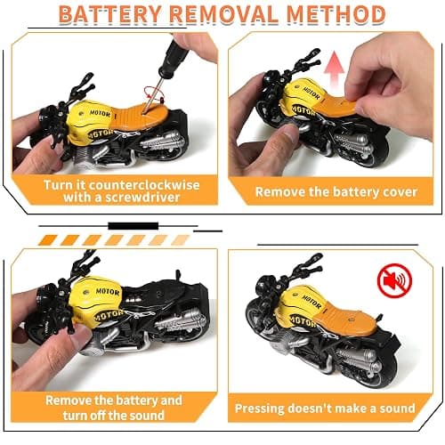 4-Pack Pull-Back Motorcycle Toys - Friction Powered Kids Toy Cars with Lights, Sounds & Automatic Drive for Boys & Girls Aged 3-12 thumbnail 8