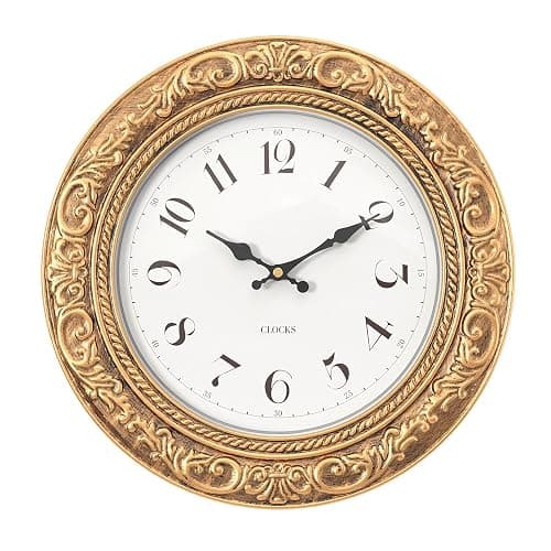 Menterry European Vintage Decorative Wall Clock, 12" Antique Gold Style, Battery Operated Wall Clocks for Kitchen, Bedroom, Farmhouse, Bathroom, Offices - Image 1