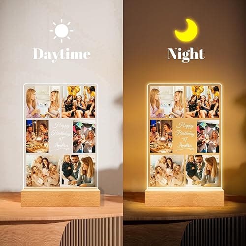 Jkolalin Custom Picture Frames with Photo, Personalized Picture Frame with Night Light, Custom Photo Frame, Customized Best Friend Photo Gifts, Personalized Birthday Gifts for Women Friends Her Him thumbnail 3