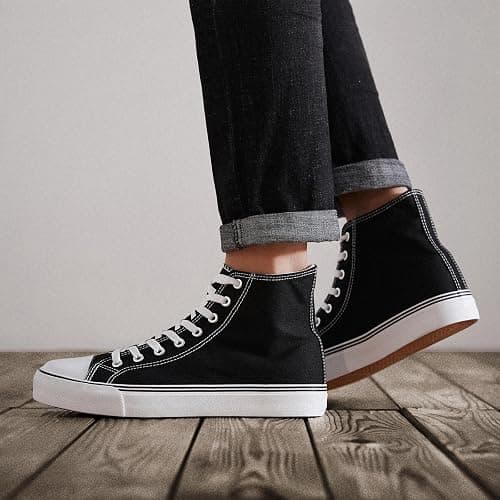 ZGR Men's High Top Canvas Sneakers Lace Up Classic Casual Walking Shoes | Breathable canvas upper,non-slip rubber outsole,high-top lace-up,classic casual style,for walking,tennis,travel,sports thumbnail 2