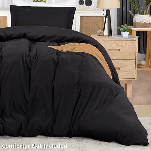 Utopia Bedding Duvet Cover Twin Size - 2 Piece with Zipper Closure - 1 Comforter Cover 68X90 Inches & 1 Pillow Sham 20X26 Inches (Black) Comforter Not Included thumbnail 4