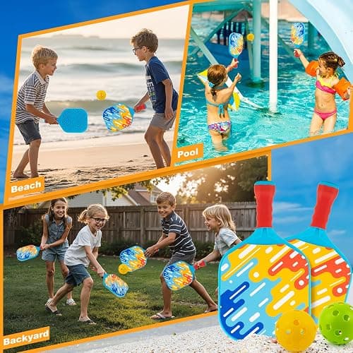 Stocking Stuffers Kids Pickleball Paddles- Boys Toys for Kid Ages 4 5 6 7 8 Year Old Boys Girls Gifts, Beginner Easy to Use Backyard Ball Games Set of 2, Lightweight and Durable Grip for Small Hands thumbnail 6