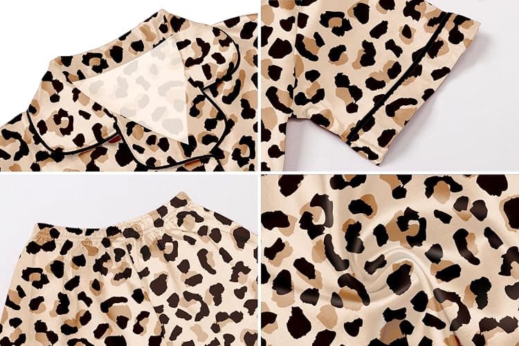 Umeyda Women & Girls Pajamas Set, Soft Satin Lightweight Silk Button-Down Top with Shorts 2 Piece PJS for Mom Boys Kids Gifts thumbnail 7