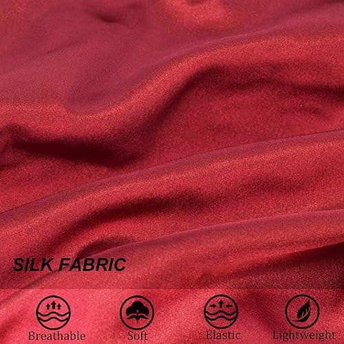 Beutyme Silk Bonnet for Sleeping Satin Bonnets Double Layer Reversible Hair Cap Bonnet for Women Long Curly Braid Hair (Crimson) thumbnail 4