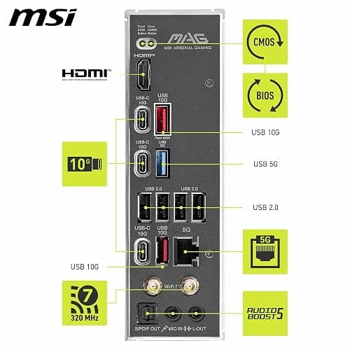 MSI MAG B850 Tomahawk MAX WiFi Motherboard, ATX - Supports AMD Ryzen 9000/8000 / 7000 Processors, AM5-80A SPS VRM, DDR5 Memory Boost 8400+ MT/s (OC), PCIe 5.0 x16, M.2 Gen5, Wi-Fi 7, 5G LAN thumbnail 6