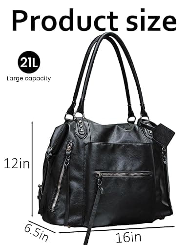 WINSASI Women's Large Tote Bag City Tote Bag Fall Purse with Zipper Women Vegan Leather Hobo Handbags with Adjustable Strap thumbnail 3