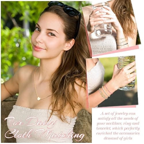 Cunno 49 Pcs Jewelry Set for Women Surfer Wave Friendship Bracelets Layered Necklace Square Hair Clip Gift for Friends thumbnail 4