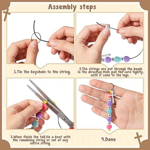 DIY Cross Keychain Jewelry Making Kits - 306 Pcs Craft Supplies with Cross Charms, Letter Beads Chains for Bracelet Necklace, Sunday School Party Activity Jewelry Christmas Gifts for Adults thumbnail 3