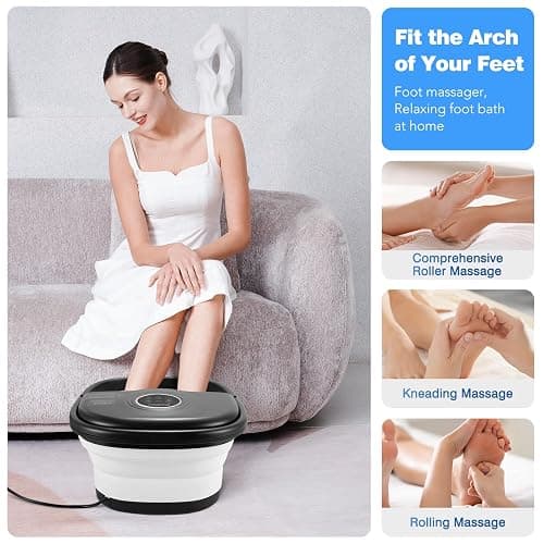 KNQZE Collapsible Foot Spa Bath with Heat, Remote Control, Temperature Control, Bubbles, Pumice Stone, Red Light, Timer, 16 Massage Roller Pedicure Foot Spa Foot Soaker for Soothe & Relax Tired Feet thumbnail 6