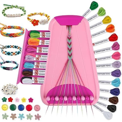 Friendship Bracelet Making Kit for Girls Ages 8-12, Kids Jewelry Making Kit with 28 Pre-Cut Threads and Letter Beads, Arts and Crafts for Kids, Birthday Easter Gifts for 6 7 8 9 10 11 12 Year Old - Image 1