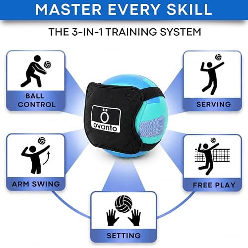 OVANTO Volleyball Training Equipment Aid – Adjustable Practice Hitting Rebounder in 4 Styles to Serve, Spike, Set, and Pass Like a Pro - Volleyball Practice Equipment Gift for Beginners & Experts thumbnail 9