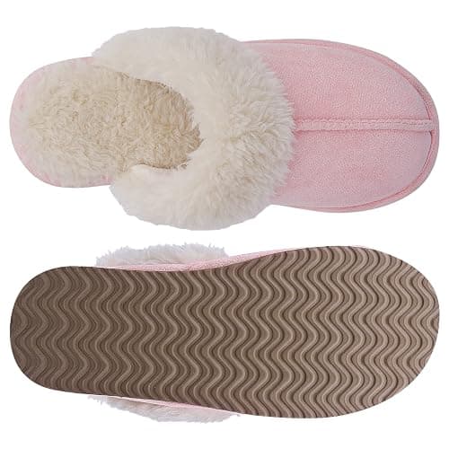 Litfun Women's Fuzzy Memory Foam Slippers Fluffy Winter House Shoes Indoor and Outdoor - 9-10 - Pink thumbnail 5