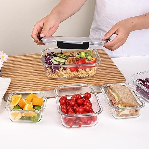 Liuruiyu 8 Pack Glass Food Storage Containers with Lids, Meal Prep Containers, Airtight Bento Boxes with Leak Proof Locking for Microwave, Oven, Freezer and Dishwasher, BPA Free thumbnail 2