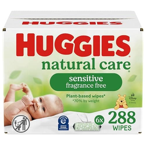 Huggies Natural Care Sensitive Baby Wipes, Unscented, Hypoallergenic, 6 Flip-Top Packs (288 Wipes Total) - 48 Count (Pack of 6) - Image 1