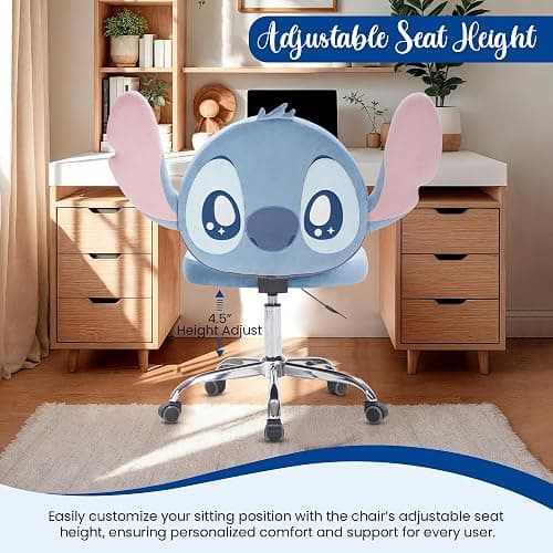 Impressions Vanity Stitch Swivel Vanity Chair with Wheels, Padded Comfy Polyurethane Foam, 360 Degree Spinning, Adjustable Seat Height, Comfortable Makeup Chair for Desk, Office and Home Decor thumbnail 4