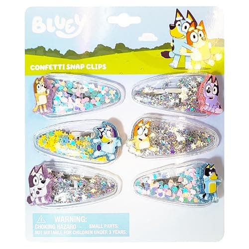Bristol | LUV HER Bluey Hair Accessories For Girls, 6pc Cute Hair Clips with Favorite Bluey Character Charms, Magical Confetti Hair Clips, Ages 3+ - Image 1