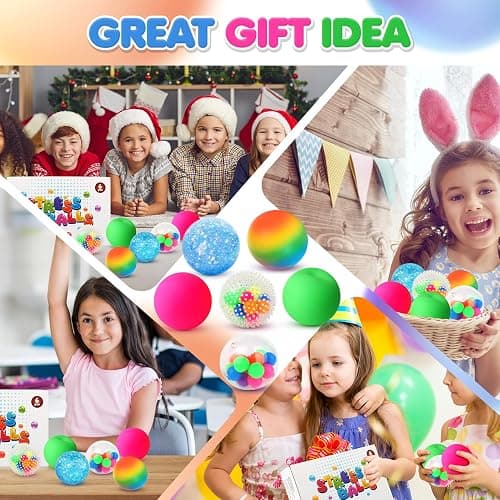 6 Set Squishy Sensory Stress Squeezing Balls forAdults: Best Calming Tool to Relieve Anxiety, Vent Mood and Improve Focus, Easter Basket Stuffers for Kids, Goodie Bag Stuffers thumbnail 6