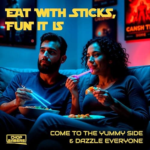 Lightsaber Chopsticks Light Up - LED Glowing Light Saber Star Wars Chop Sticks - Reusable Sushi Lightup Sabers Chopstick Set Of 1 Blue Pair thumbnail 2