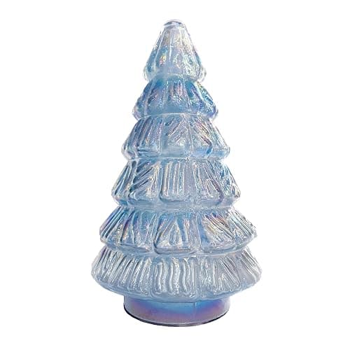 Creative Co-Op Round Embossed Glass Tree, Iridescent Blue - Image 1