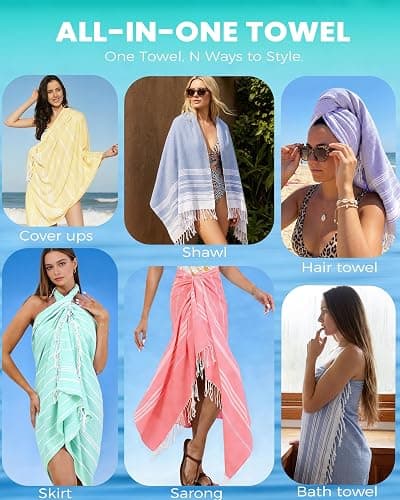 Turkish Beach Towels Vacation Essentials Quick Dry Sand Free Women Happy Birthday Gift Ideas Mom Mother Wife Sister Her Teacher Best Friend Retirement 50th 40th 30th Godmother Proposal thumbnail 8