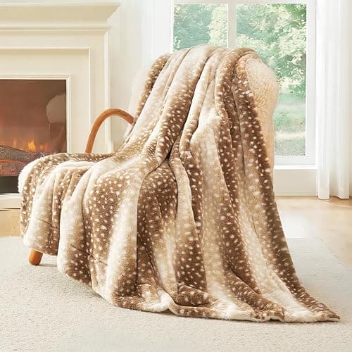 Cozy Bliss Luxury Faux Fur Throw Blanket Animal Striped Print, Non Shedding Double Sided Sherpa Blankets Super Soft Fluffy Thick Warm Throws Home Decor for Couch Bed Sofa Women (Brown, 50x60 Inches) - Image 1