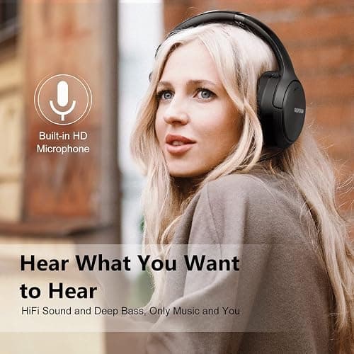 RUNOLIM Hybrid Active Noise Cancelling Headphones, Wireless Over Ear Bluetooth Headphones with Microphone, 70H Playtime, Foldable Headphone with HiFi Audio, Deep Bass for Home Travel Office thumbnail 7