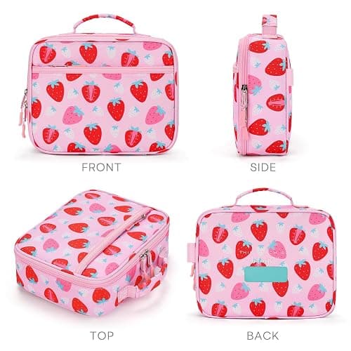 mibasies Kids Lunch Box for Girls Toddler, Insulated and Reusable Lunch Bag for School, Assorted Strawberry - Pink thumbnail 6