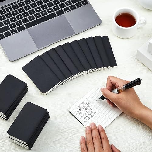 Qeeenar 60 Pcs Pocket Notebook Mini Journal Bulk, 2.5" x 4" Kraft Paper Small Lined Notepads Softcover Cute Memo Diary Subject Notepads for Kids Student Back to School Supplies(Black) thumbnail 2