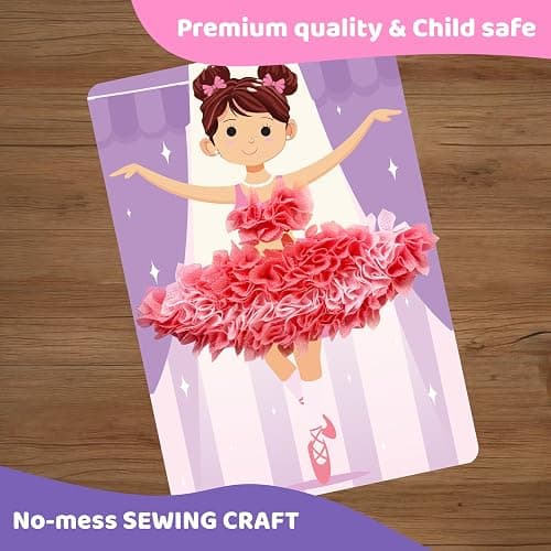 jackinthebox Poke Poke Art for Kids – Fashion Theme Dress Decorations for Princess, Winter, Monsoon, Hawai, Beach, Ballerina, Mess-Free Sewing Art for Kids, Gift for Girls and Boys Ages 4 5 6 7 8 - Fashion thumbnail 4