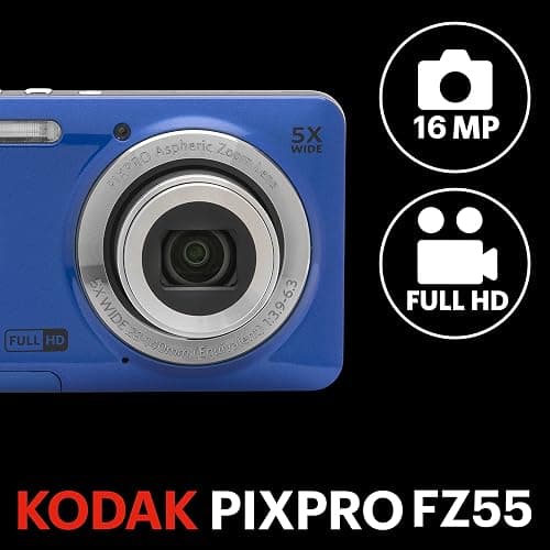 Kodak PIXPRO FZ55-BL 16MP Digital Camera 5X Optical Zoom 28mm Wide Angle 1080P Full HD Video Li-Ion Battery 2.7" LCD Vlogging Camera (Blue) thumbnail 3