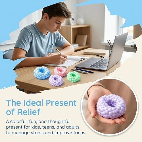 2026 New Crunchy Squishy Stress Balls with Sand & Sensory Beads,Ice Skin Crunchy Stress Balls for Anxiety Relief Focus, Squeeze Fidget Toys for Home Office or Travel.(4pcs) thumbnail 6