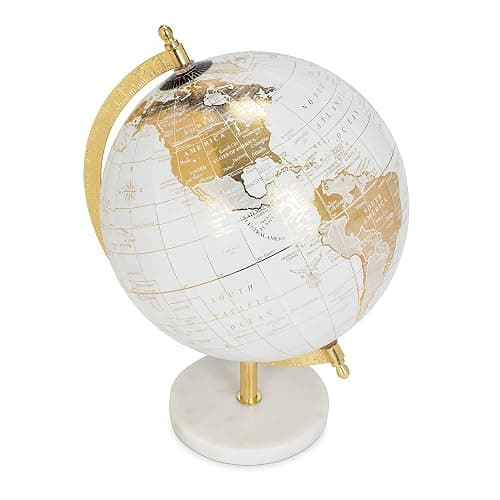 Abbott Collection 57-LATITUDE-18 Spinning Small Decorative Globe, White/Gold, 11" H thumbnail 3