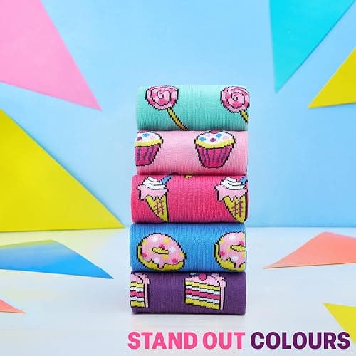 CityComfort Womens Socks 5 Pack Gifts for Women Teens Cute Calf Length Socks Vibrant Colours Breathable Casual Sports Work thumbnail 3