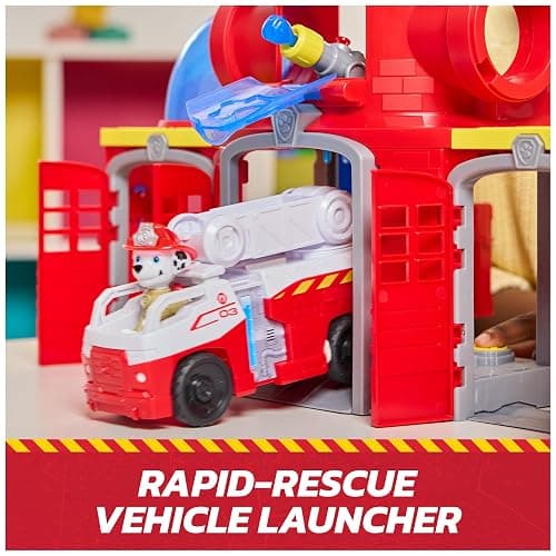 Paw Patrol Fire Rescue Command Center with Marshall Figure, Rescue Fire Truck, Lights, Launcher & Sound Fx, Kids Toys for Boys & Girls Ages 3 and Up thumbnail 7